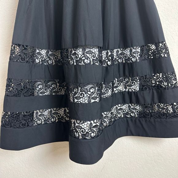 ALICE & OLIVIA Black Mallie Dress Size 0 XS Lace Midi Elegant AUDREY HEPBURN - Picture 6 of 13